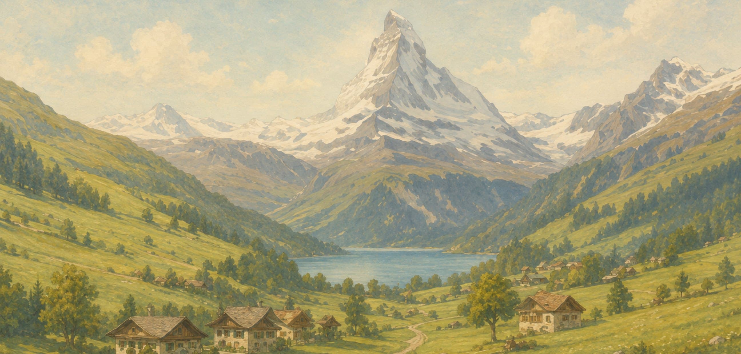 A painted valley with a river winding toward the horizon